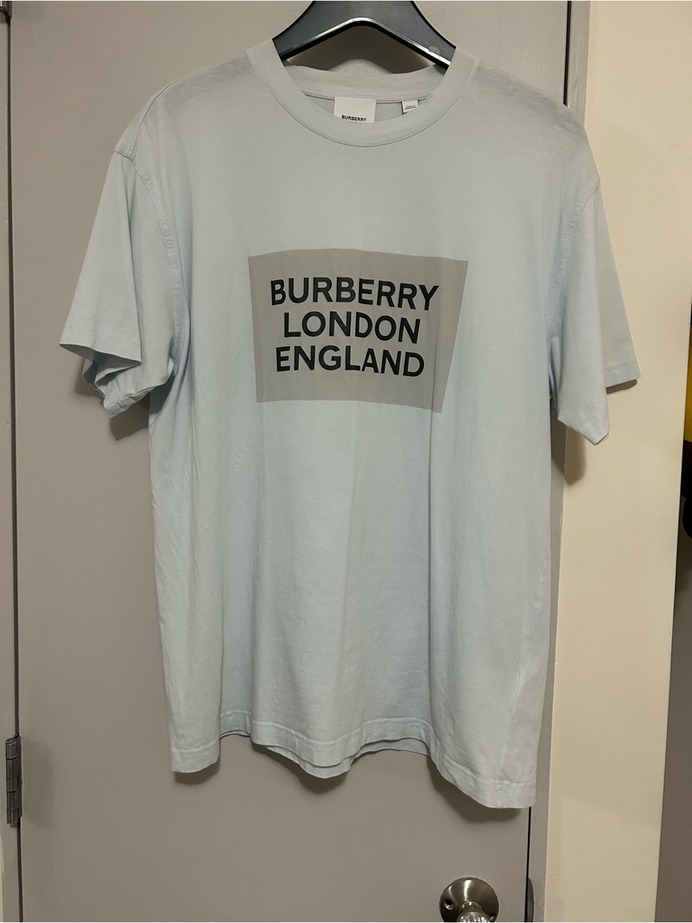 ⁠Burberry London England Box Logo  T-Shirt Light Blue Womens Oversized S/P⁠
